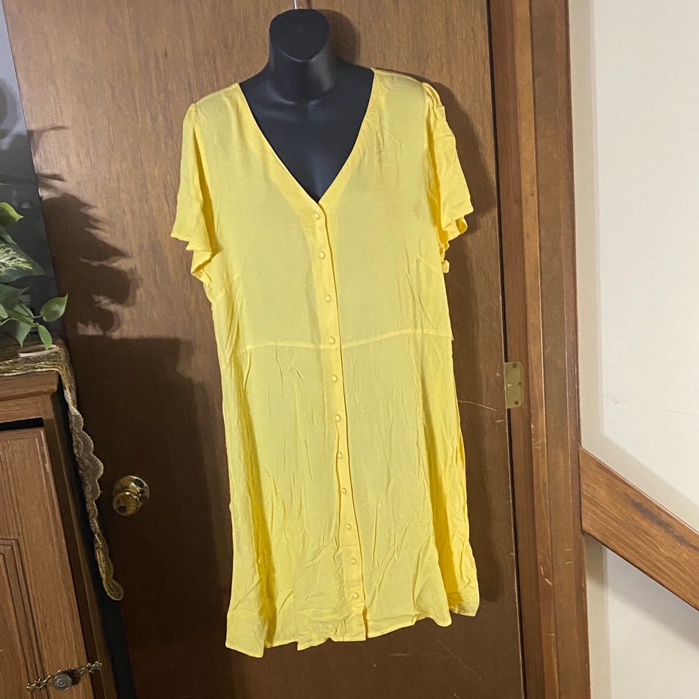 Goodthreads Yellow Button-Front Midi Dress Women’s XXL